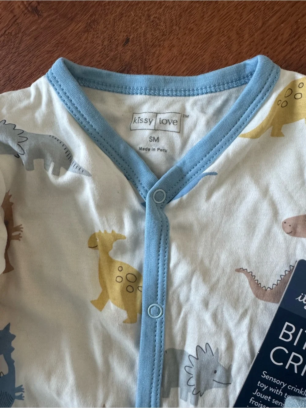 Kissy Kissy Dino Print Gown + Itzy Ritzy Dinosaur Crinkle Toy Bundle | NWOT/NWT